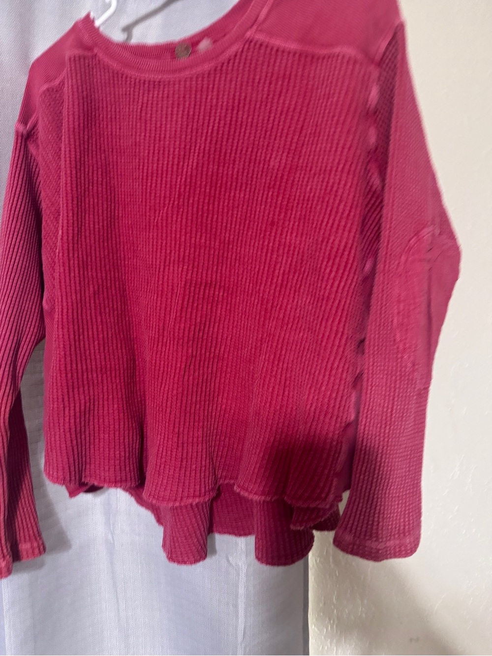 Fp One Ribbed Thermal Pullover Sweatshirt - Raspberry